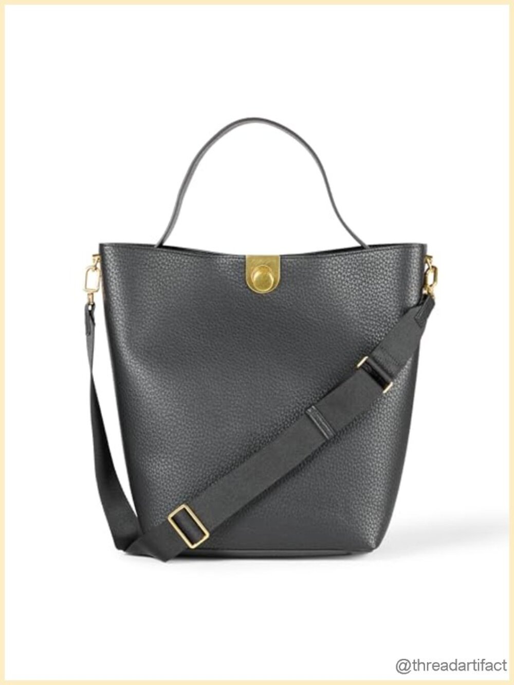 Large Faux Leather Bucket Bag with Adjustable Strap